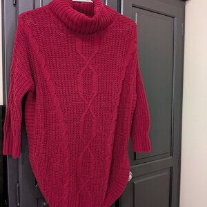 Express Burgundy Size Small Cowl Neck Tunic Sweater